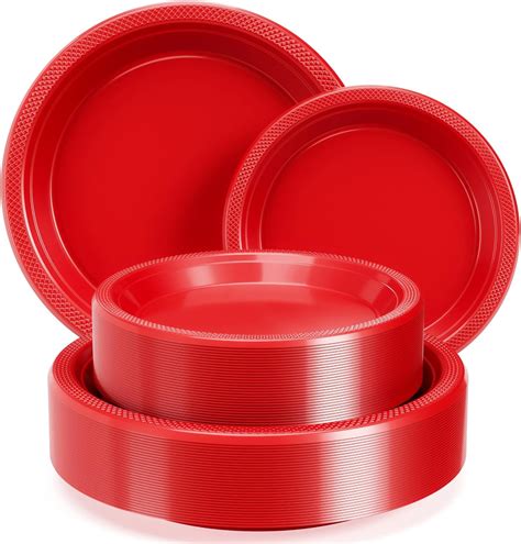 Amazon Exquisite 9 7 Inch Dinner Plates Combo Red Plastic