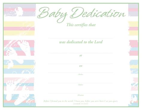 Baby Dedication Certificate Certificate Dedication For Free Printable