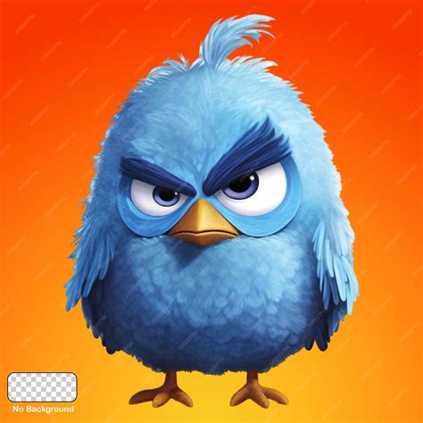 premium psd blue angry bird cartoon character