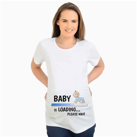 New 2018 Fashion Funny Pregnancy Shirt Print Baby Loading T Shirt