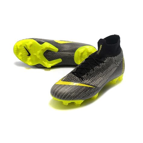 Nike New Mercurial Superfly Vi 360 Elite Fg Cleat Black Grey Yellow