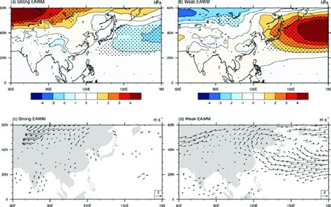 Composite Maps Of Anomalies Of A B Sea Level Pressure Hpa And