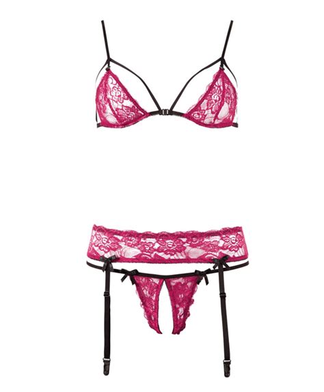 Cottelli Lingerie комплект нижнего белья вишневого цвета с поясом для чулок Sexystyle Eu