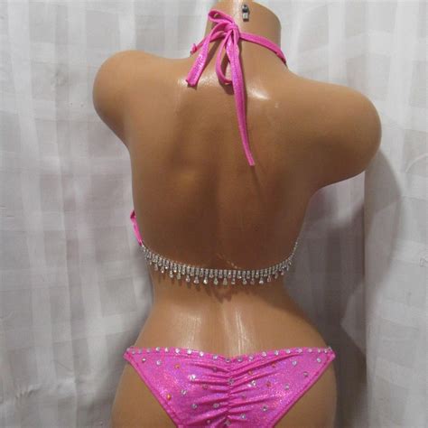 Npc Competition Bikini Posing Suit Hot Pink Hologram Gem