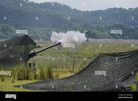 A U S Mm Howitzer Fires A Round During Annual Combat Drills Between