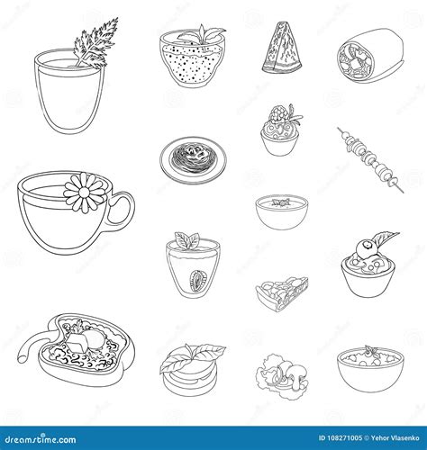 Vegetarian Dish Outline Icons In Set Collection For Design Vegetable