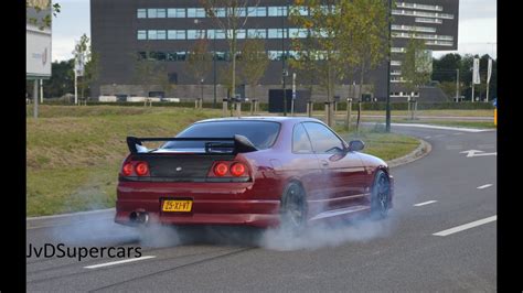 500HP Nissan R33 GTST DRIFTS HUGE Burnouts Revs Turbo Sounds