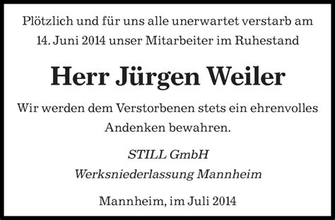 Traueranzeigen Von J Rgen Weiler Saarbruecker Zeitung Trauer De