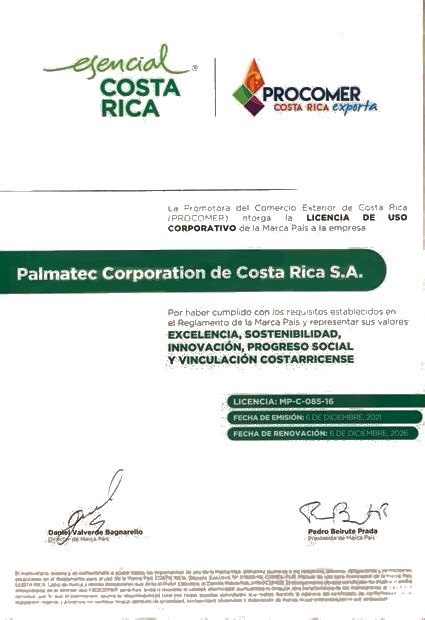 Certificaciones Palmatec