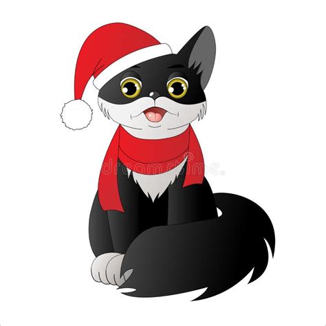 Christmas Black Cat Santa Stock Vector Illustration Of Cute 36171901