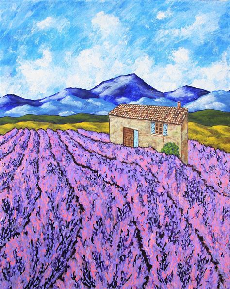 Lavender Farm Original Acrylic Painting X Etsy Original