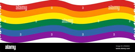 Wide Waving Pride Flag Rainbow Lgbt Symbol Icon Flat Vector