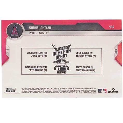 大谷翔平 496 オールスター ホームランダービー出場記念カード 2021 MLB TOPPS NOW Shohei Ohtani