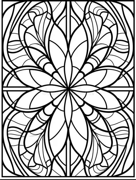 Ai Generated Illustration Of Black And White Stained Glass Pattern Featuring Swirling Leaf