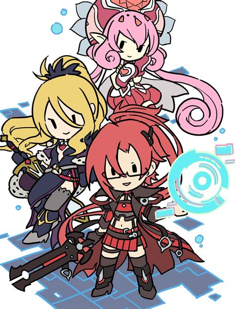 Multiple Girls Blonde Hair Pink Hair 3girls Weapon Thighhighs Red Hair