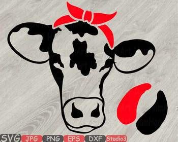 Cow Head Whit Bandana Silhouette Svg Clipart Cowboy Western Farm Milk S