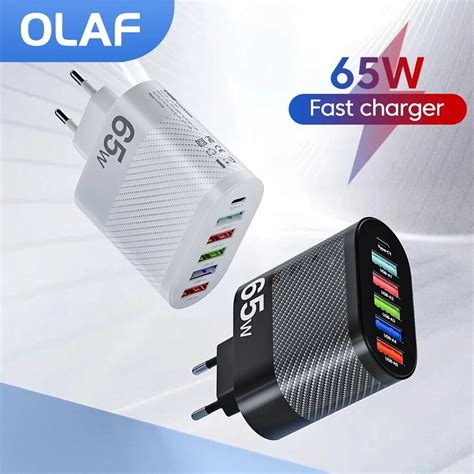 Olaf 65W 5 Port W Adowarka USB Do Adowania PD Adapter Do Xiaomi IPhone