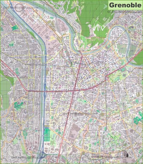 Large detailed map of Grenoble - Ontheworldmap.com