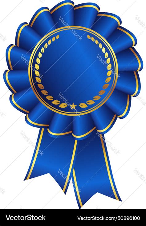 Elegant blue ribbon award with gold accents Vector Image