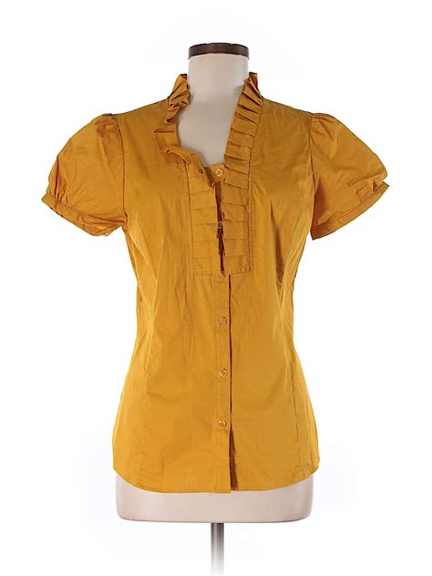 The Limited Solid Dark Yellow Short Sleeve Blouse Size M 71 Off