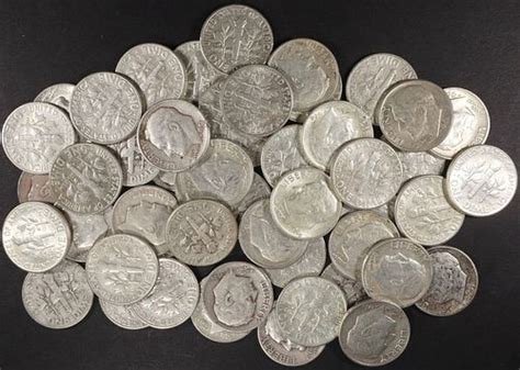 (50) 90% SILVER ROOSEVELT DIMES sold at auction on 23rd January | Silver City Auctions