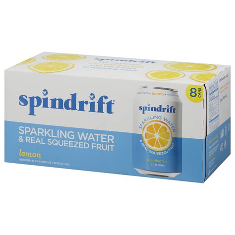 Spindrift Sparkling Water Lemon Unsweetened Front Right Elevated