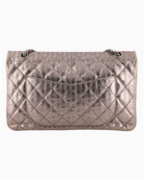 Bolsa Chanel Original Reissue Quilted Metallic Prata Feminina