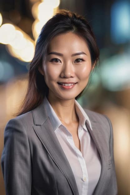 Premium Photo Portrait Of Successful Attractive Asian Female Entrepreneur