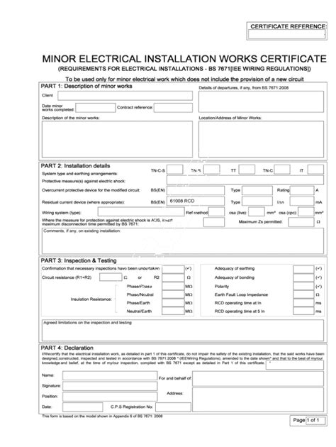 Electrical Installation Certificate Fill And Sign Printable