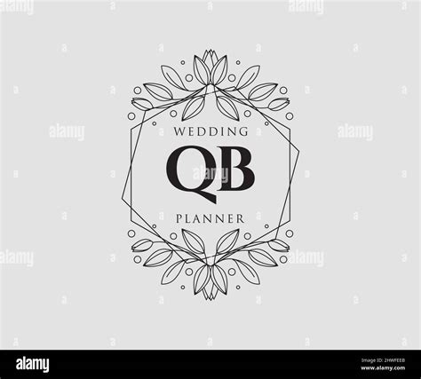 Qb Initials Letter Wedding Monogram Logos Collection Hand Drawn Modern