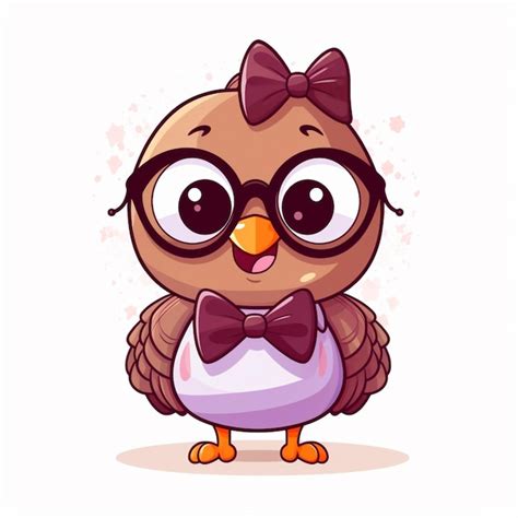 Premium Photo Cartoon Owl Wearing Glasses And A Bow Tie Generative Ai