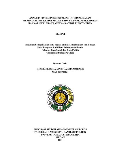 Analisis Sistem Pengendalian Internal Dalam Meminimalisir Kredit Macet