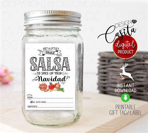 Salsa Mild Printable Gift Tag Label X For Mason Jar Canning Feliz