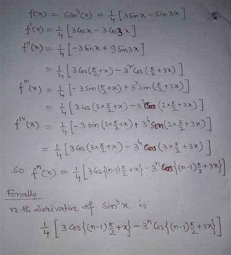 Nth Derivative Of Sin X Brainly In