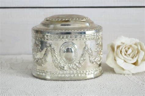 Jewelry Box Vintage Ornate Embossed With Lovely Oval Center Etsy