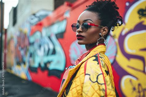 Trendy Urban Street Fashion Scene Featuring A Stylish African