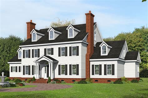 Traditional Colonial House Plan with Man Cave above Rear 3-Car Garage - 68742VR | Architectural ...