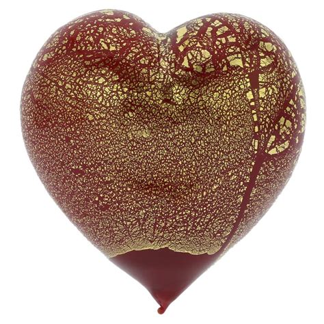 Murano Sculptures Murano Glass Red Gold Heart