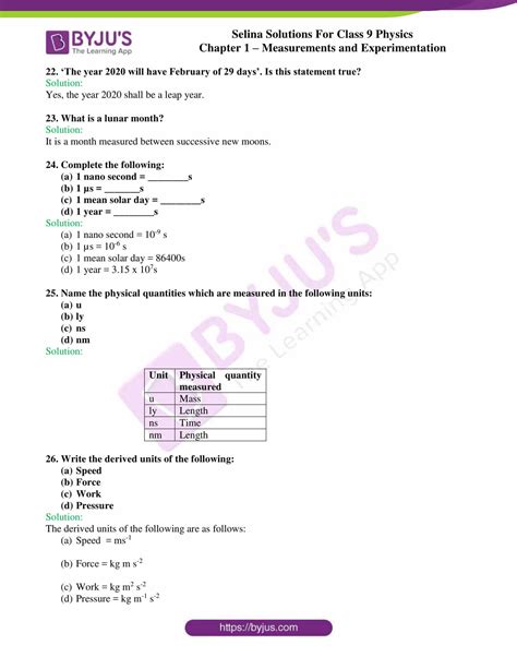 Selina Solutions Class 9 Concise Physics Chapter 1 Measurements And Experimentation Download