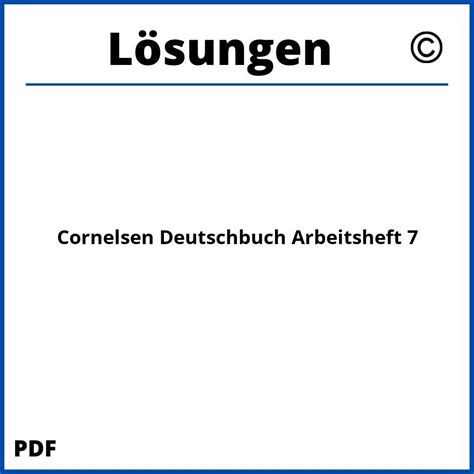 Cornelsen Deutschbuch Arbeitsheft 7 Lösungen Pdf 2025