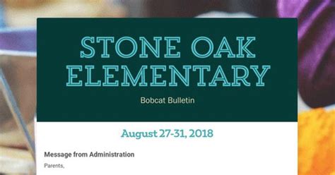 Stone Oak Elementary | Smore Newsletters for Education