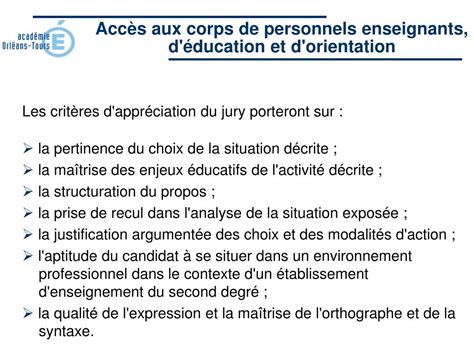 PPT Accès aux corps de personnels enseignants d éducation et d