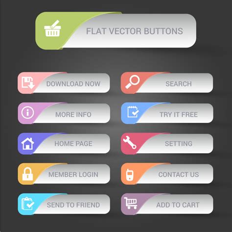 Website design flat buttons sets Free vector in Adobe Illustrator ai ...