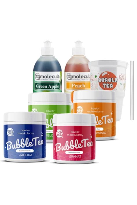 Molecula Bubble Tea Zestaw 4x kulki 2x syrop kubki ze słomkami 4 x