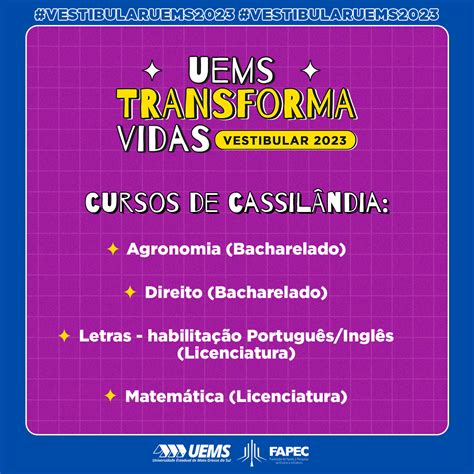 Vestibular 2023 Em Cassilândia UEMS oferta 86 vagas em 4 graduações