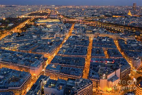 Aerial Night Paris Boulevards tto the Seine Photograph by Mike Reid ...