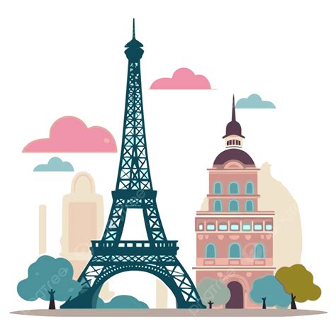 paris clipart buildings  paris  eiffel tower  flat style cartoon