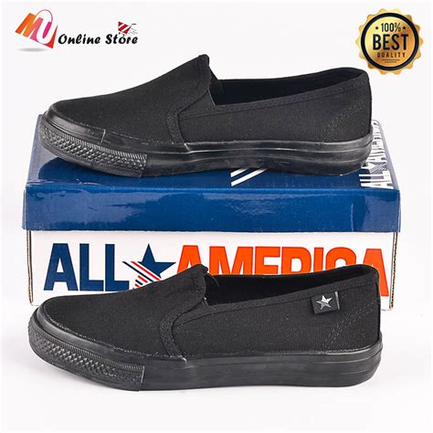 Mu Kasut Sekolah Hitam All America 3366 Student School Black Shoes