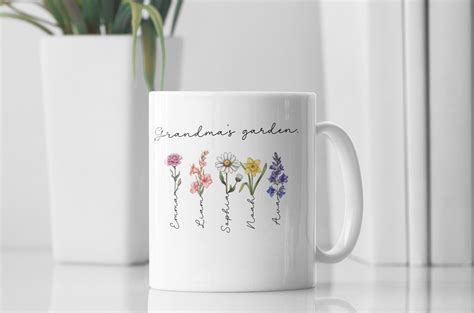 Personalized Birth Flower Mug Mom T Custom Grandmas Garden Coffee