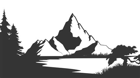 Muntain Silhouette Vector Illustration Mountain Range Silhouette